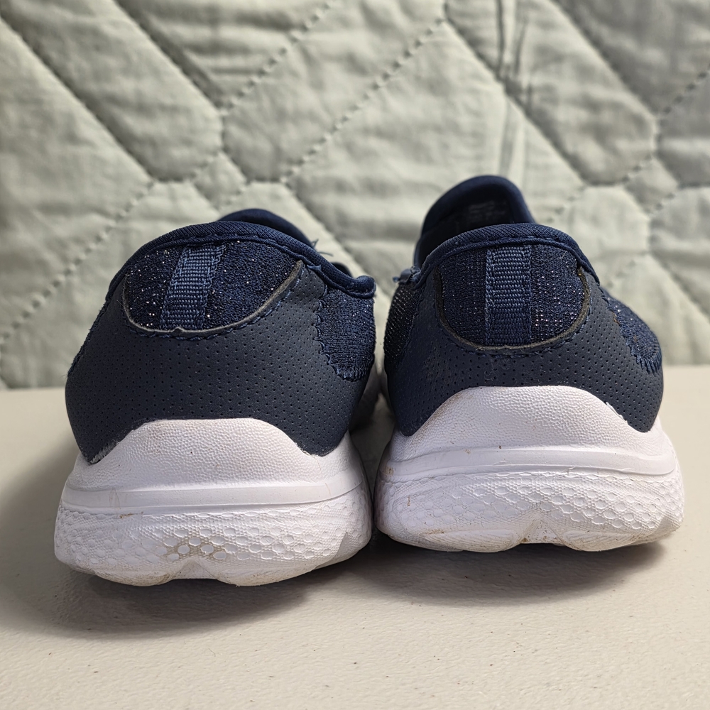 Ladies Navy Slip-On Sneakers with White Soles - Picture 8 of 9